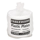 Tablemate® Plastic Dinnerware, Plates, 6" dia, White, 125/Pack (TBL6644WH) Pack of 125