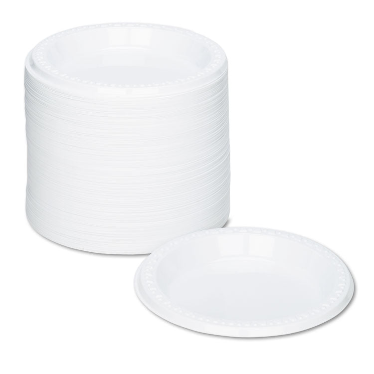 Tablemate® Plastic Dinnerware, Plates, 6" dia, White, 125/Pack (TBL6644WH)