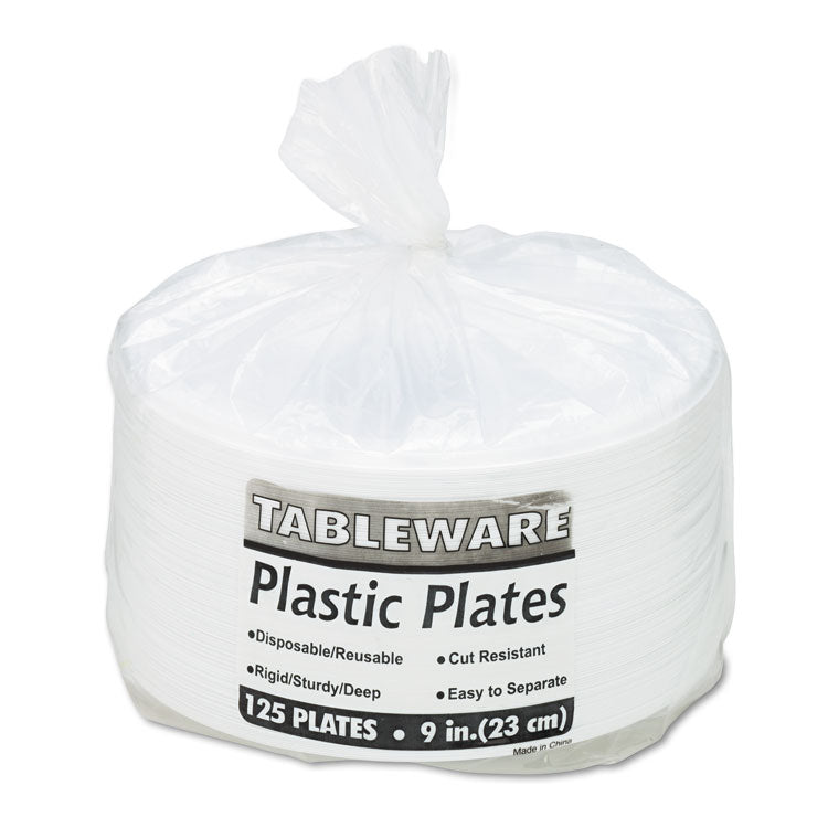 Tablemate® Plastic Dinnerware, Plates, 9" dia, White, 500/Carton (TBL9644WH)