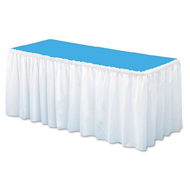 Tablemate® Table Set Linen-Like Table Skirting, Polyester, 29" x 14 ft, White (TBLLS2914WH)