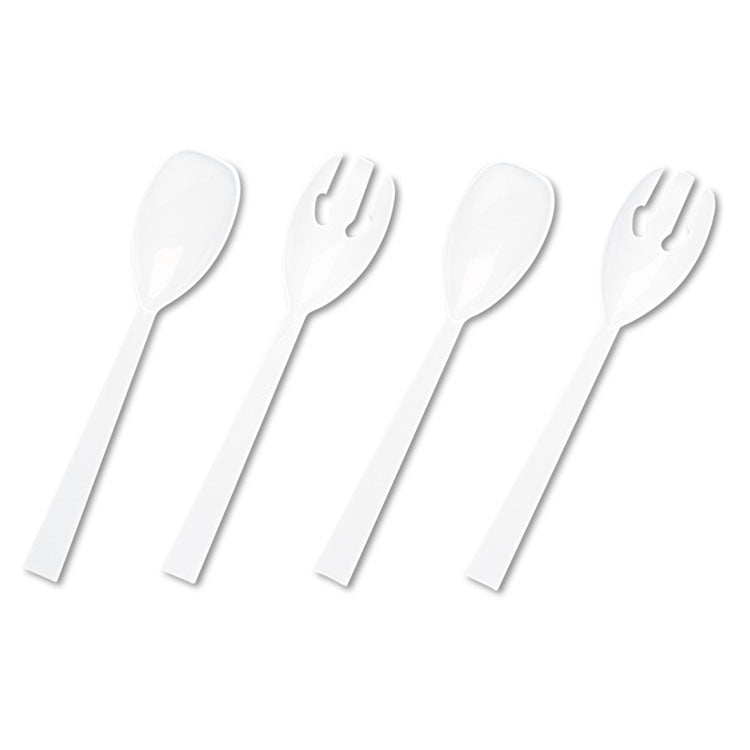 Tablemate® Table Set Plastic Serving Forks and Spoons, White, 24 Forks, 24 Spoons per Pack (TBLW95PK4)
