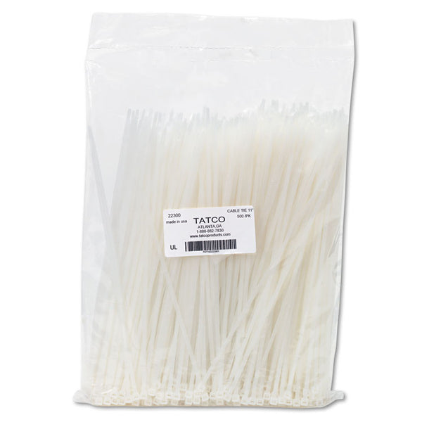 Tatco Nylon Cable Ties, 11 x 0.19, 50 lb, Natural, 500/Pack (TCO22300)