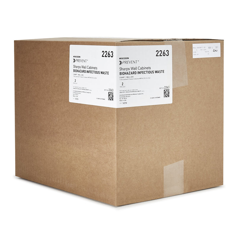 McKesson Prevent® Sharps Container Cabinet / Wall Enclosure High Impact Polystyrene Wall Mount Locking (855128_EA) 1/EA
