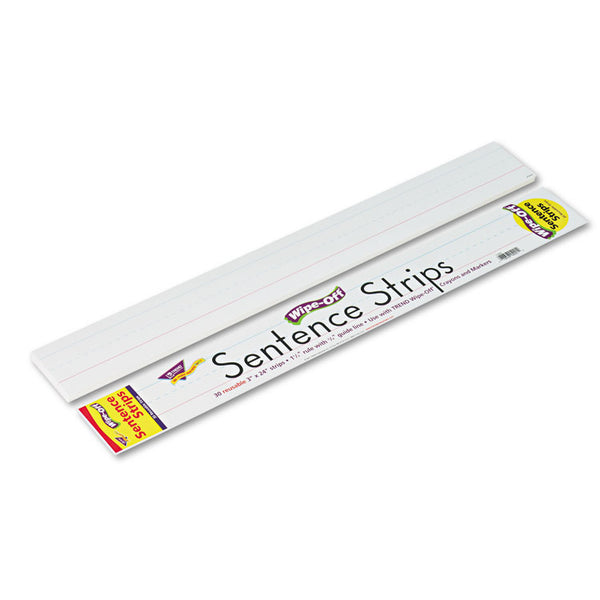 TREND® Wipe-Off Sentence Strips, 24 x 3, White, 30/Pack (TEPT4001) Pack of 24