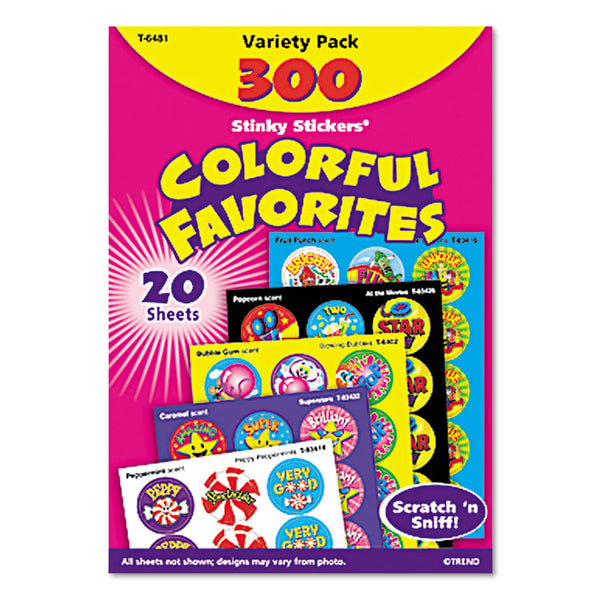 TREND® Stinky Stickers Variety Pack, Colorful Favorites, Assorted Colors, 300/Pack (TEPT6481) Pack of 300