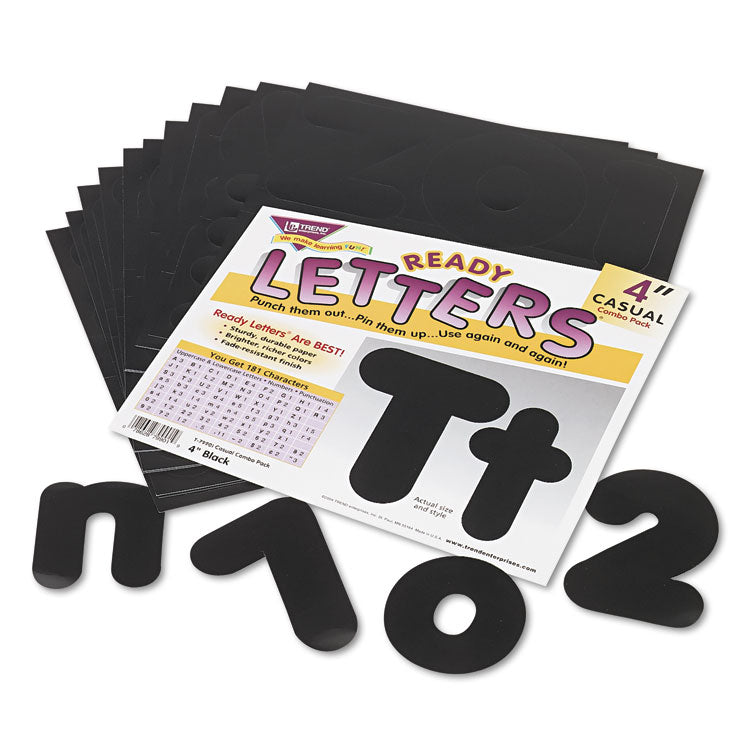 TREND® Ready Letters Casual Combo Set, Black, 4"h, 182/Set (TEPT79901) 1 Set