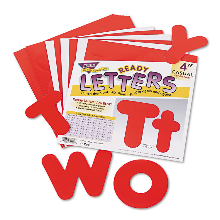TREND® Ready Letters Casual Combo Set, Red, 4"h, 182/Set (TEPT79902) 1 Set