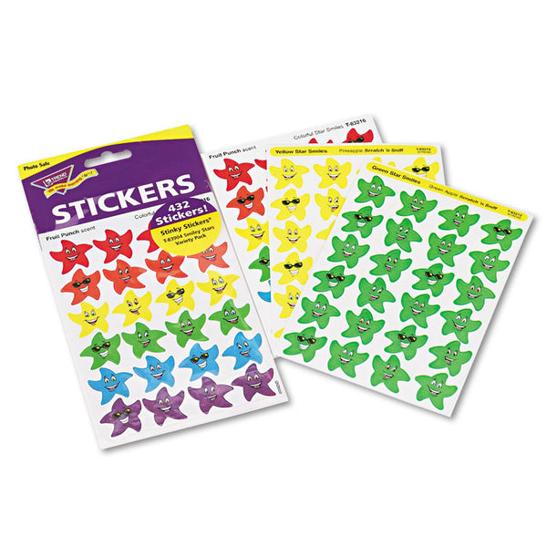 TREND® Stinky Stickers Variety Pack, Smiley Stars, Assorted Colors, 432/Pack (TEPT83904) Pack of 432