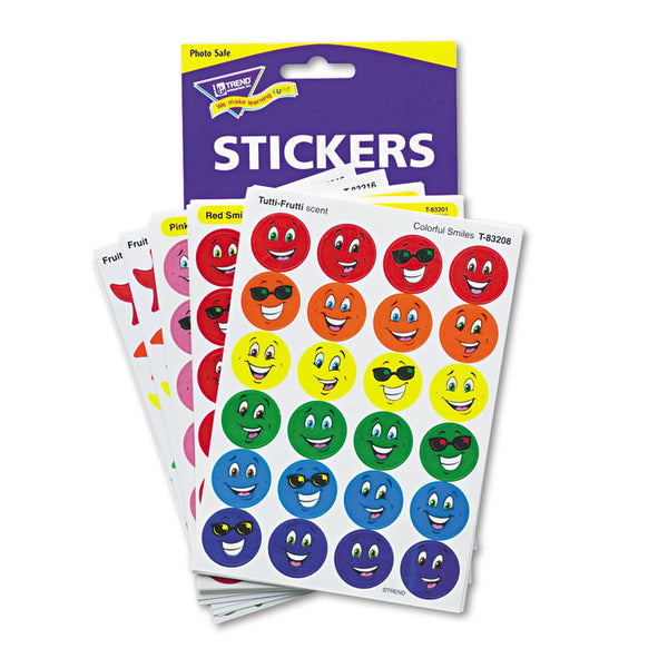 TREND® Stinky Stickers Variety Pack, Smiles and Stars, Assorted Colors, 648/Pack (TEPT83905) Pack of 648