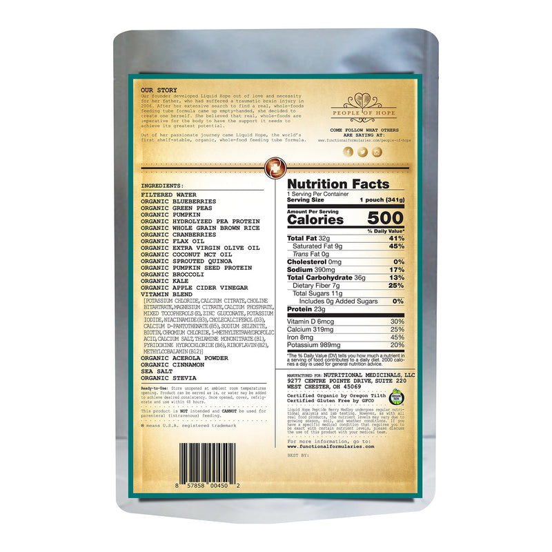 Liquid Hope® Peptide Formula Oral Supplement Berry Medley Flavor Liquid 12 oz. Pouch (1227502_EA) 1/EA