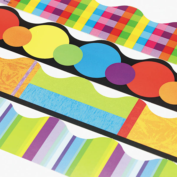 TREND® Terrific Trimmers Border Variety Set, 2.25" x 39", Collage, Assorted Colors/Designs, 48/Set (TEPT92908) 1 Set