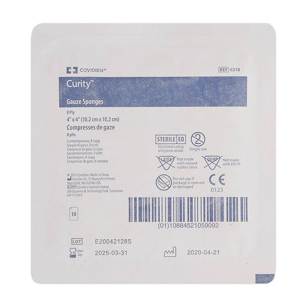 Curity™ Gauze Sponge 4 X 4 Inch 8-Ply Sterile 10 per Tray (224685_CS) 128/CS