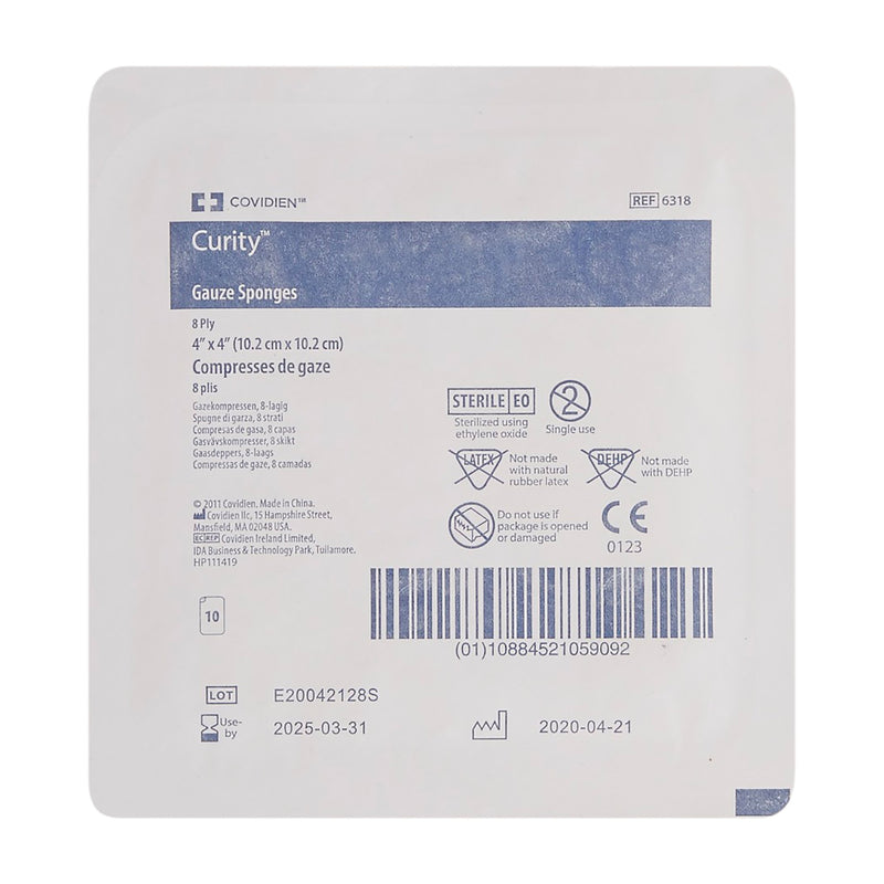 Curity™ Gauze Sponge 4 X 4 Inch 8-Ply Sterile 10 per Tray (224685_CS) 128/CS
