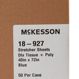 McKesson Stretcher Sheet Flat 40 W X 72 L Inch Blue 50% Cellulose Tissue / 50% Polyethylene Film Disposable (149173_CS) 50/CS