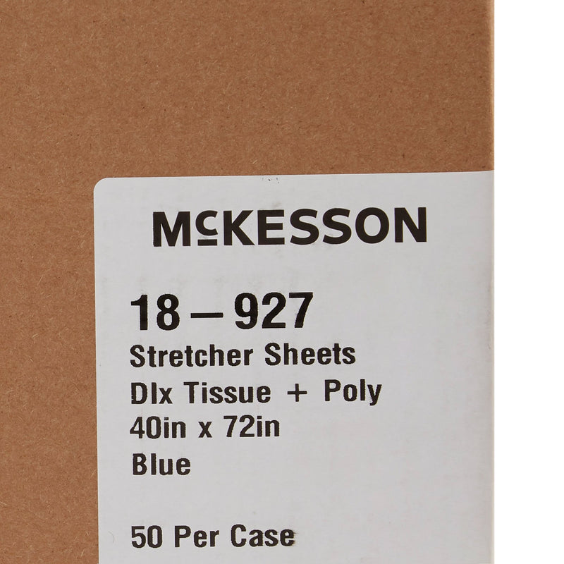 McKesson Stretcher Sheet Flat 40 W X 72 L Inch Blue 50% Cellulose Tissue / 50% Polyethylene Film Disposable (149173_CS) 50/CS