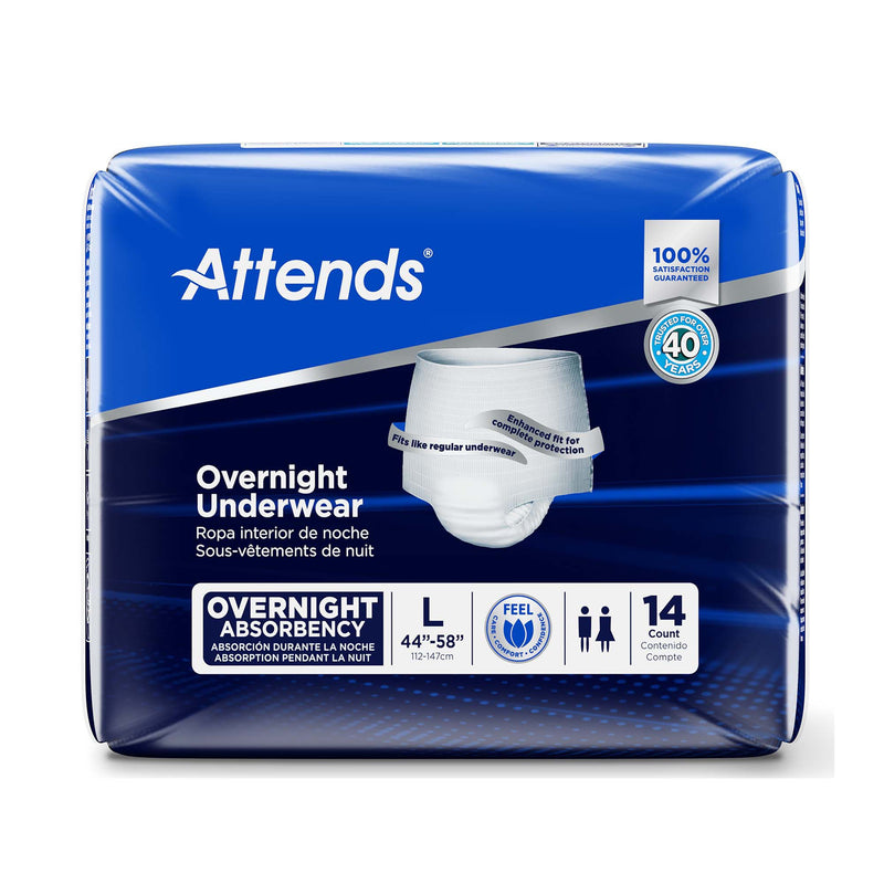Attends® Overnight Unisex Adult Absorbent Underwear Pull On with Tear Away Seams Large Disposable Heavy Absorbency (830764_BG) 14/BG