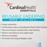 Cardinal Health™ Essentials Reusable Underpad 36 X 54 Inch Polyester / Rayon Moderate Absorbency (1120201_EA) 1/EA