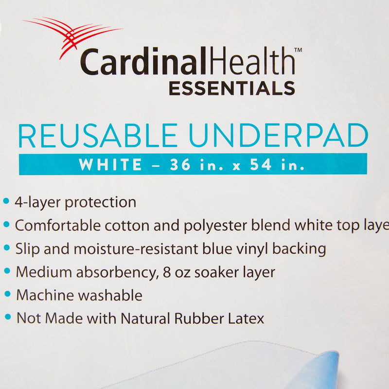Cardinal Health™ Essentials Reusable Underpad 36 X 54 Inch Polyester / Rayon Moderate Absorbency (1120201_EA) 1/EA