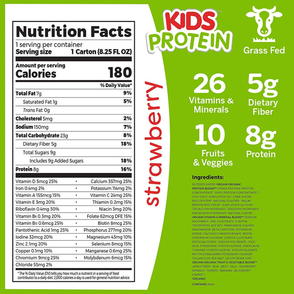 Orgain® Kids Protein™ Organic Nutritional Shake Pediatric Oral Supplement Strawberry Flavor 8.25 oz. Carton Liquid Organic (1104659_EA) 1/EA