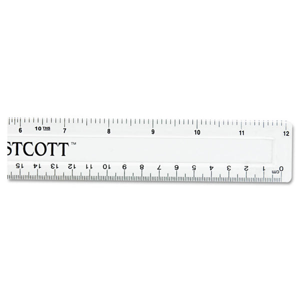 Westcott® Non-Shatter Flexible Ruler, Standard/Metric, 12" Long, Plastic, Clear (ACM13862) Each