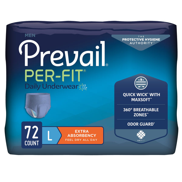 Prevail® Per-Fit® Male Adult Absorbent Underwear Pull On with Tear Away Seams Large Disposable Heavy Absorbency (881920_BG) 18/BG