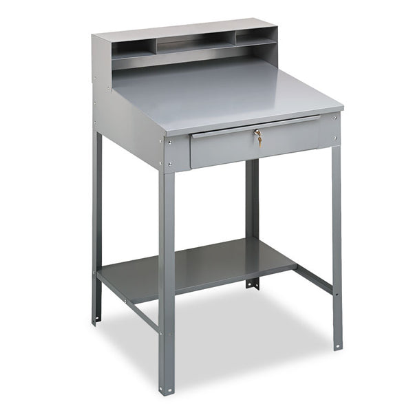 Tennsco Open Steel Shop Desk, 34.5" x 29" x 53.75", Medium Gray (TNNSR57MG)
