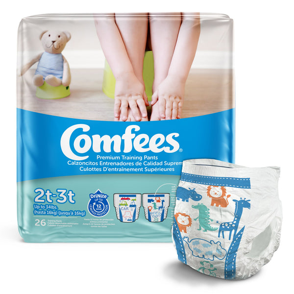 Comfees® Male Toddler Training Pants Pull On with Tear Away Seams Size 2T to 3T Disposable Moderate Absorbency (907037_BG) 26/BG