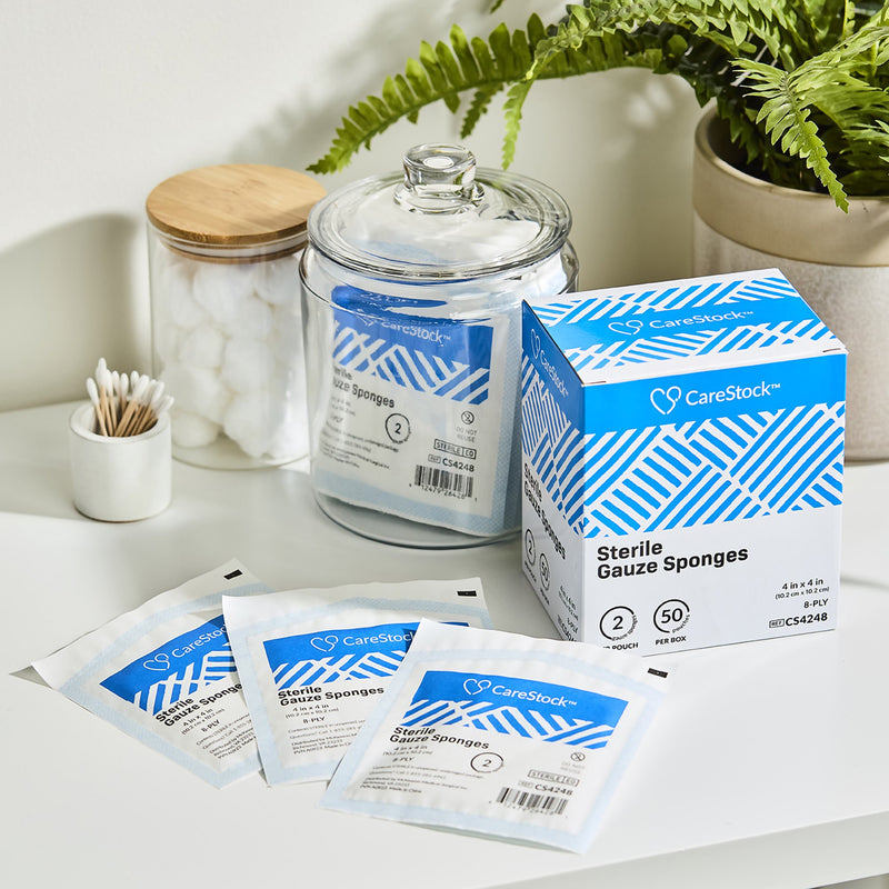 CareStock™ Gauze Sponge 4 X 4 Inch 8-Ply Sterile 2 per Pack (1242204_BX) 50/BX