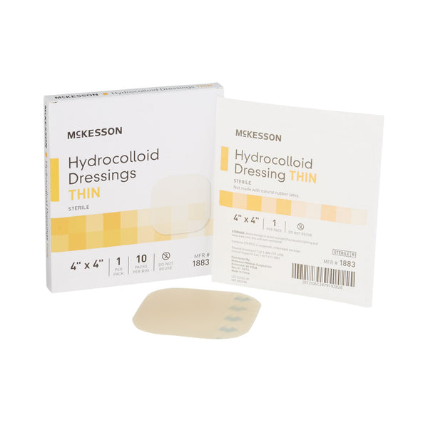 McKesson Thin Hydrocolloid Dressing Film Backing 4 X 4 Inch Square Hydrocolloid / Film (882982_CS) 200/CS