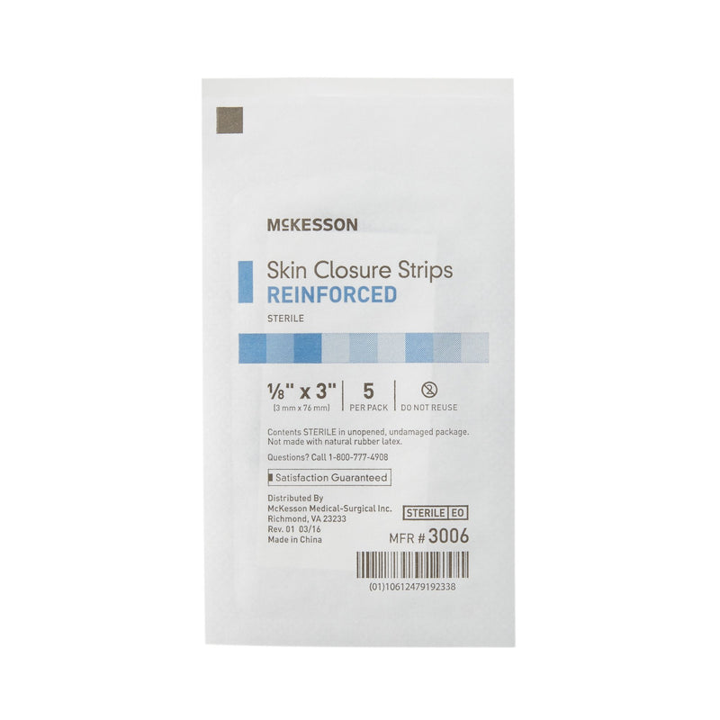 McKesson Skin Closure Strip 1/8 X 3 Inch Nonwoven Material Reinforced Strip White (876305_BX) 50/BX