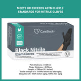 CareStock™ Exam Glove Medium NonSterile Nitrile Standard Cuff Length Fully Textured Black Not Rated (1230893_BX) 250/BX