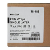 McKesson Sterilization Wrap Blue 15 X 15 Inch Single Layer Cellulose Steam / EO Gas (1156117_BX) 1/BX