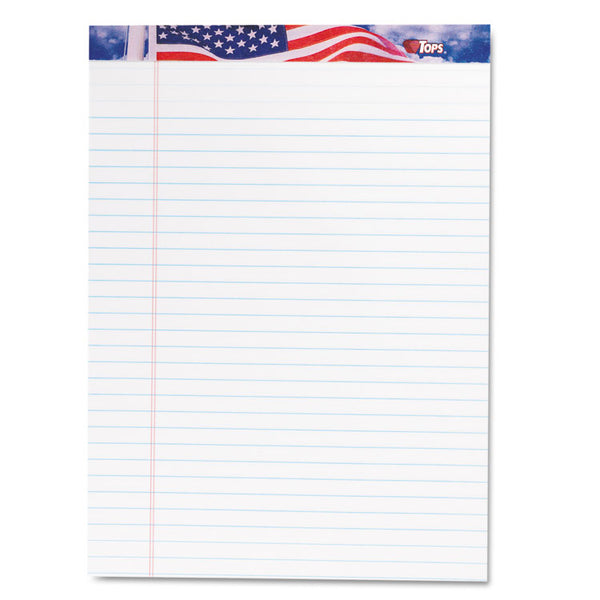 TOPS™ American Pride Writing Pad, Wide/Legal Rule, Red/White/Blue Headband, 50 White 8.5 x 11.75 Sheets, 12/Pack (TOP75111)