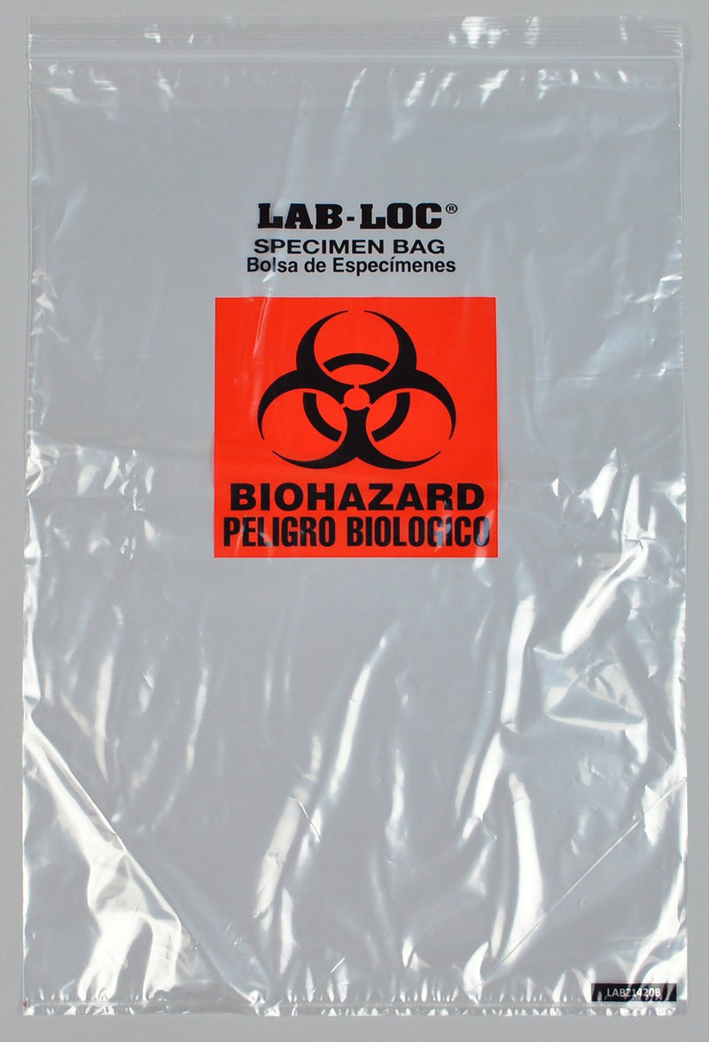 Lab-Loc® Specimen Transport Bag with Document Pouch 14 X 20 Inch Zip Closure Biohazard Symbol NonSterile (978537_PK) 50/PK