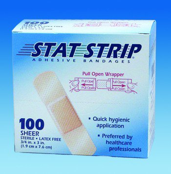 American® White Cross Stat Strip® Adhesive Strip 1 X 3 Inch Plastic Rectangle Sheer Sterile (197291_CS) 1200/CS