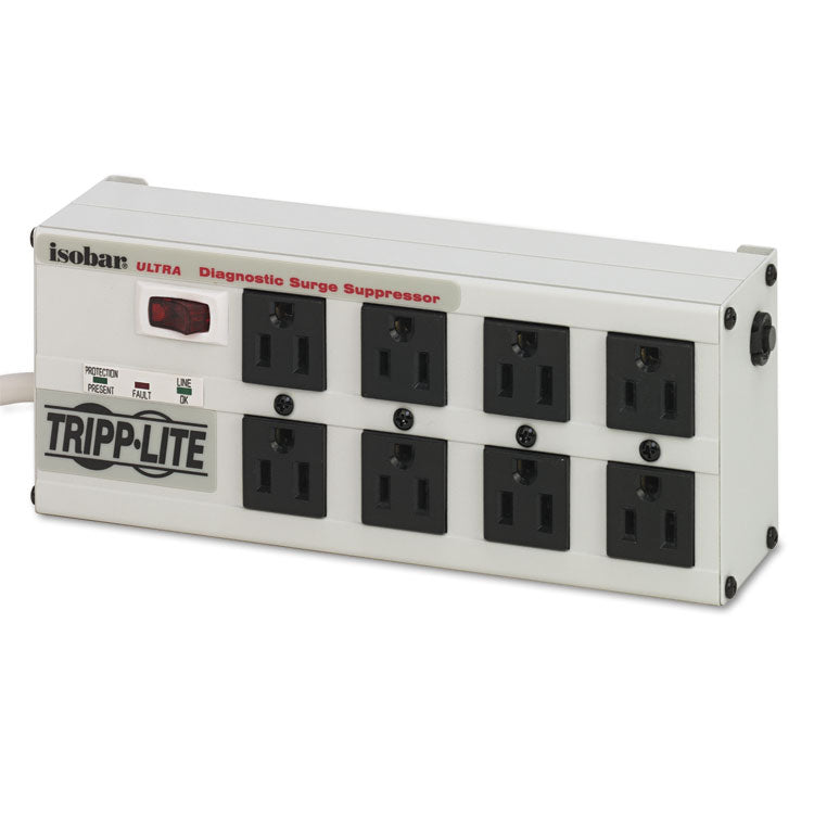 Tripp Lite Isobar Surge Protector, 8 AC Outlets, 12 ft Cord, 3,840 J, Light Gray (TRPISOBAR8ULTRA)