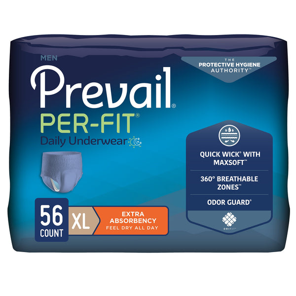 Prevail® Per-Fit® Male Adult Absorbent Underwear Pull On with Tear Away Seams X-Large Disposable Heavy Absorbency (881921_CS) 56/CS