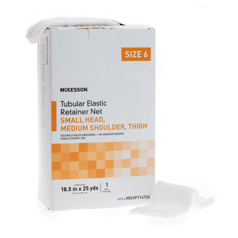 McKesson Elastic Net Retainer Dressing Tubular Elastic 18-1/2 Inch X 25 Yard (47 cm X 22.9 m) Size 6 White Small Head / Medium Shoulder / Thigh NonSterile (1113350_BX) 1/BX