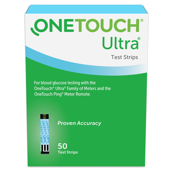 OneTouch® Ultra® Blue Blood Glucose Test Strips 50 Strips per Pack (850708_CS) 1200/CS