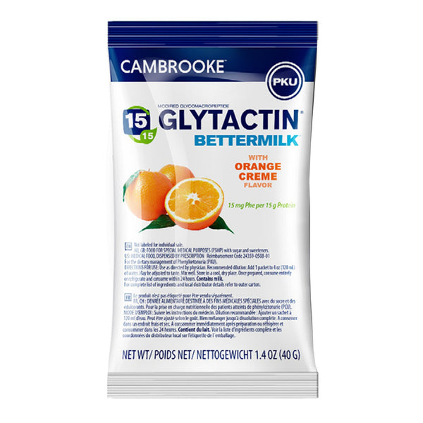 Glytactin® BetterMilk Oral Supplement Orange Crème Flavor Powder 1.4 oz. Individual Packet (1210112_CS) 30/CS