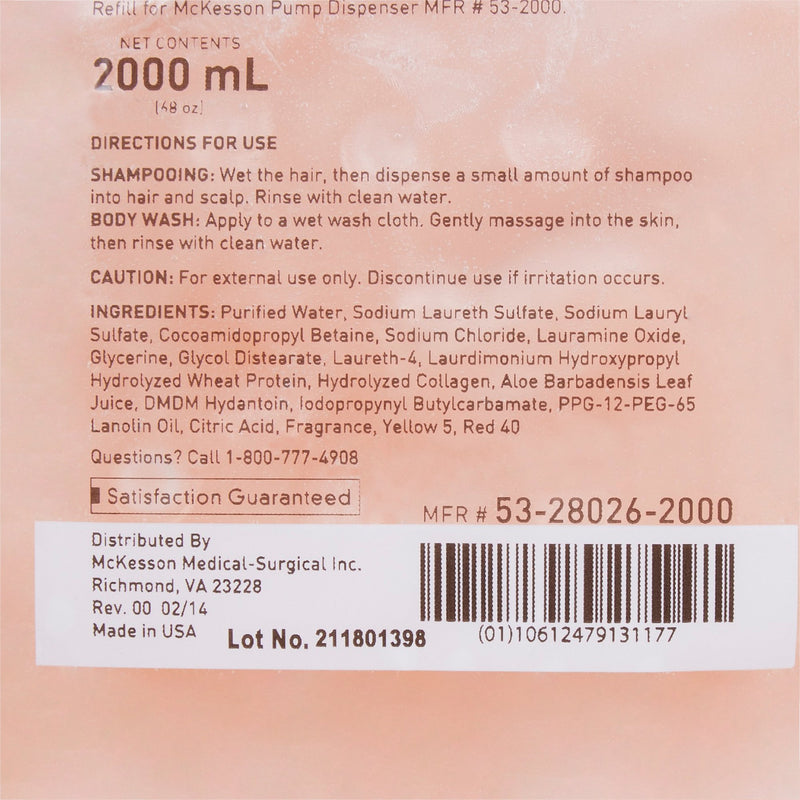 McKesson Shampoo and Body Wash 2,000 mL Dispenser Refill Bag Apricot Scent (468270_CS) 4/CS