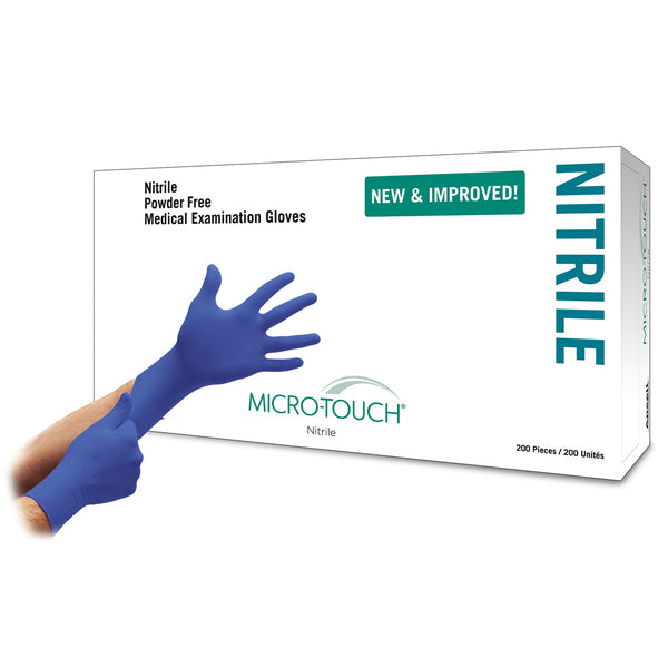 Micro-Touch® Nitrile Exam Glove Large NonSterile Nitrile Standard Cuff Length Textured Fingertips Blue Chemo Tested (703152_CS) 10/CS