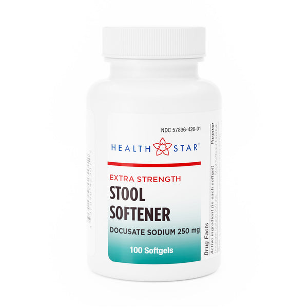 HEALTHSTAR® Stool Softener Softgel 100 per Bottle 250 mg Strength Docusate Sodium (579182_CS) 12/CS