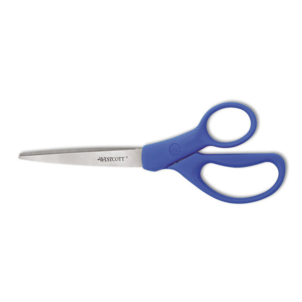 Westcott® Preferred Line Stainless Steel Scissors, 8" Long, 3.5" Cut Length, Blue Straight Handle (ACM41218) Each