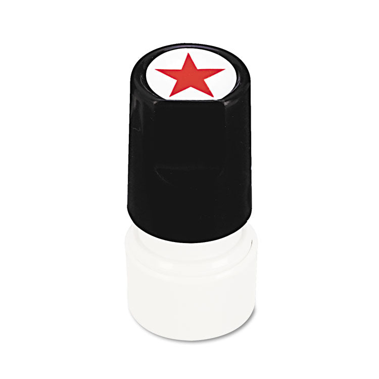 Universal® Round Message Stamp, STAR, Pre-Inked/Re-Inkable, Red (UNV10081)