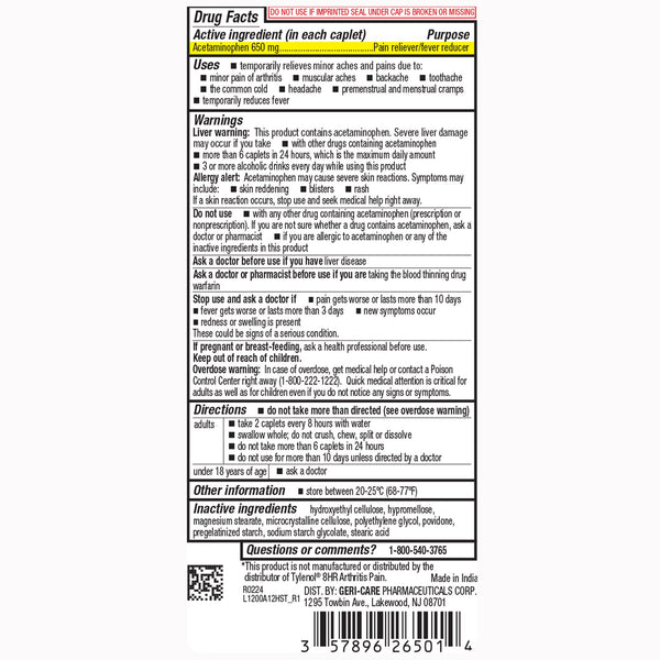 HEALTHSTAR® Pain Relief 650 mg Strength Acetaminophen Tablet 100 per Bottle (895325_BT) 100/BT