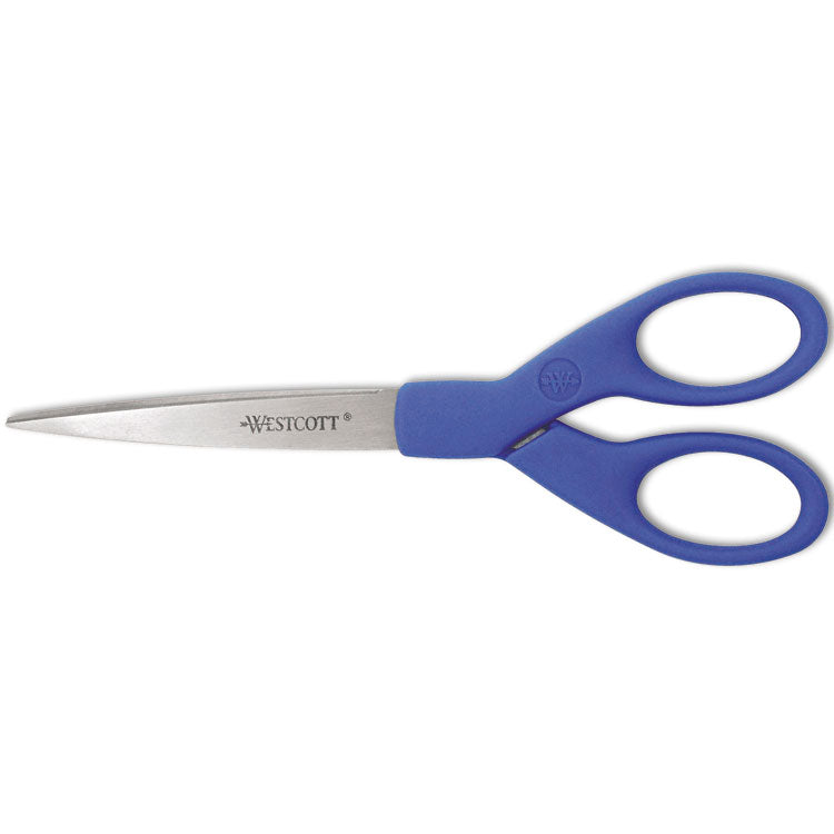Preferred Line Stainless Steel Scissors, 7" Long, 2.5" Cut Length, Blue Straight Handle (ACM44217) Each