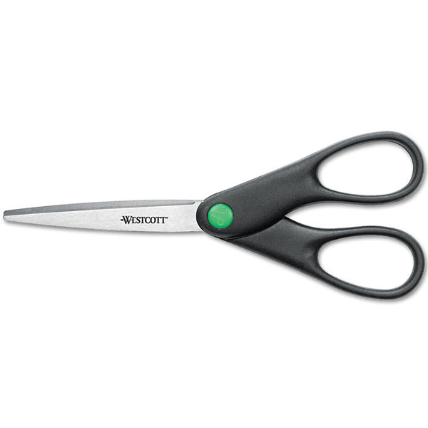 Westcott® KleenEarth Scissors, Pointed Tip, 7" Long, 2.75" Cut Length, Black Straight Handle (ACM44218) Each