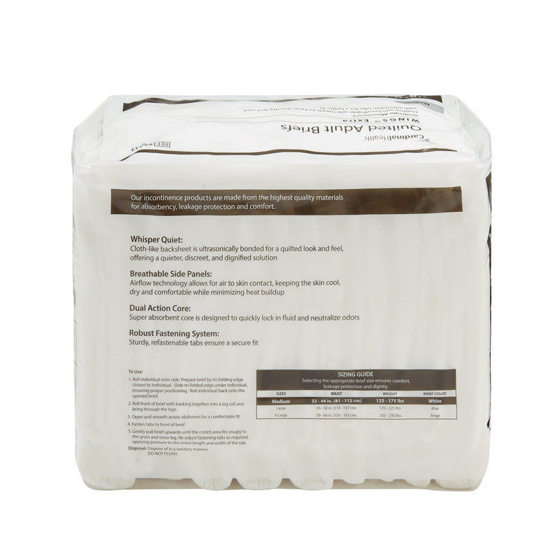 Wings™ Extra Quilted Unisex Adult Incontinence Brief Medium Disposable Moderate Absorbency (780352_BG) 10/BG