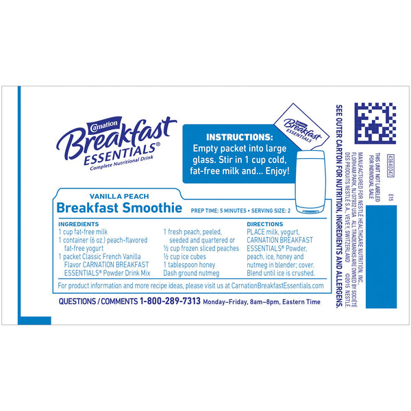Carnation Breakfast Essentials® Oral Supplement French Vanilla Flavor Powder 1.26 oz. Individual Packet (810730_CS) 60/CS